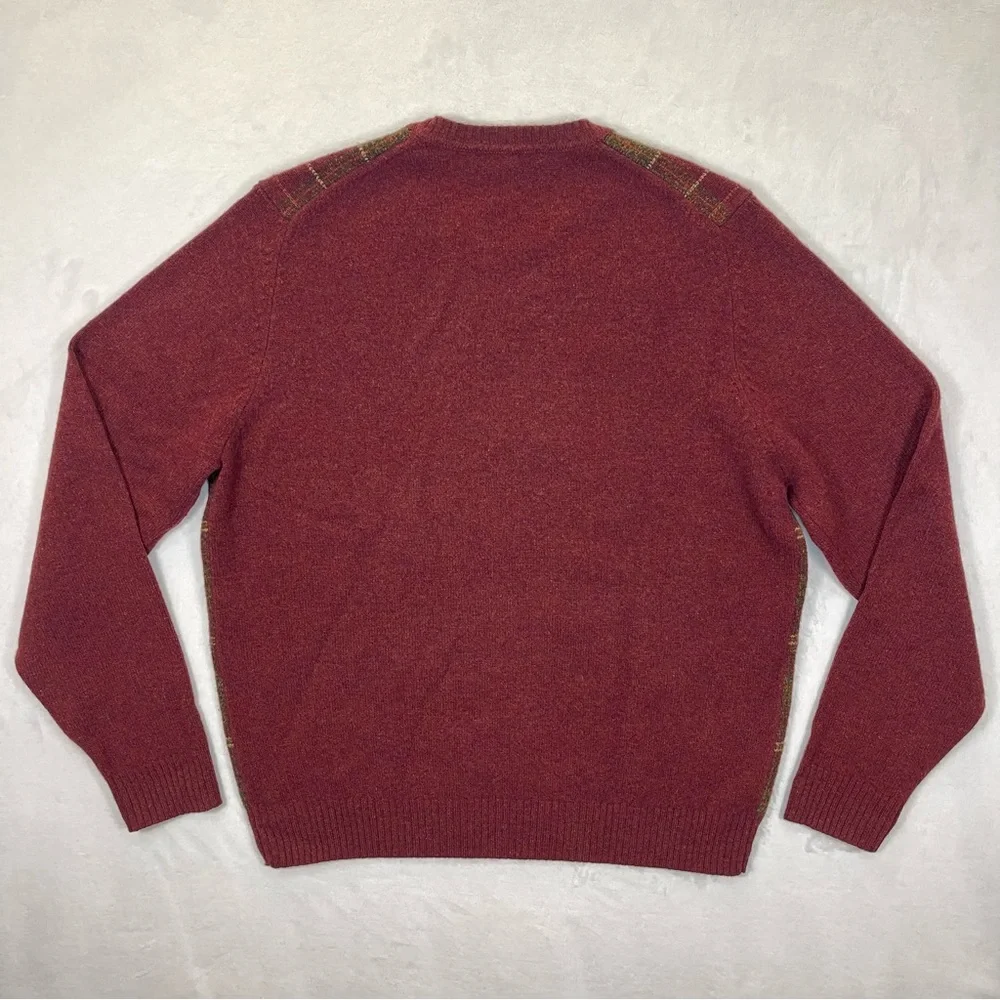 Brooks Brothers Sweater Mens M Red Yellow Check Lambswool Knit Crewneck Classic - Picture 3 of 9